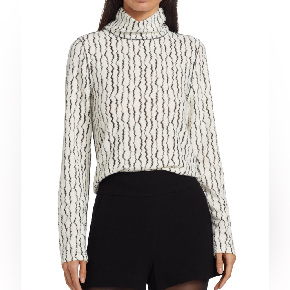 If Only Studio Texture Wave Lightweight Turtleneck Top